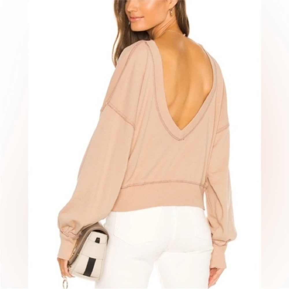 Free People Blush Pink Deep V-Back Pullover